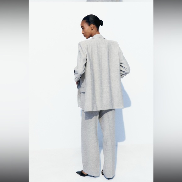 Zara NWT Grey Rolled Sleeve Blazer - Picture 6 of 9
